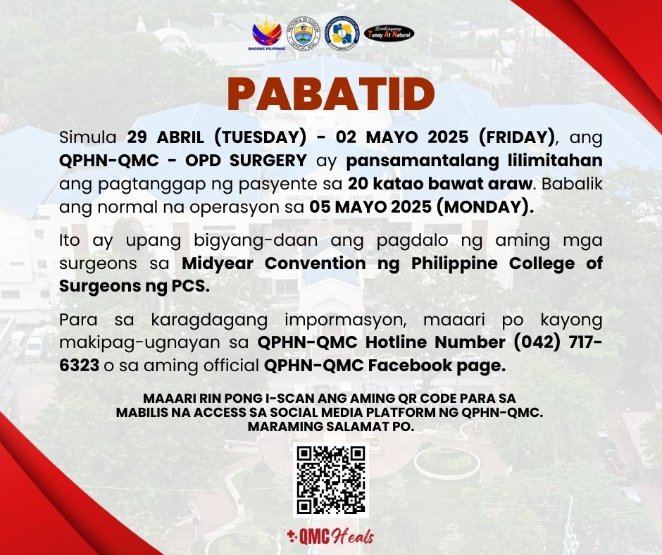 Pabatid: QPHN-QMC – OPD SURGERY | April 29, 2025