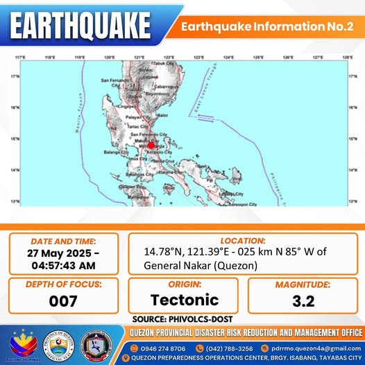 Earthquake Information No. 2 | May 27, 2025