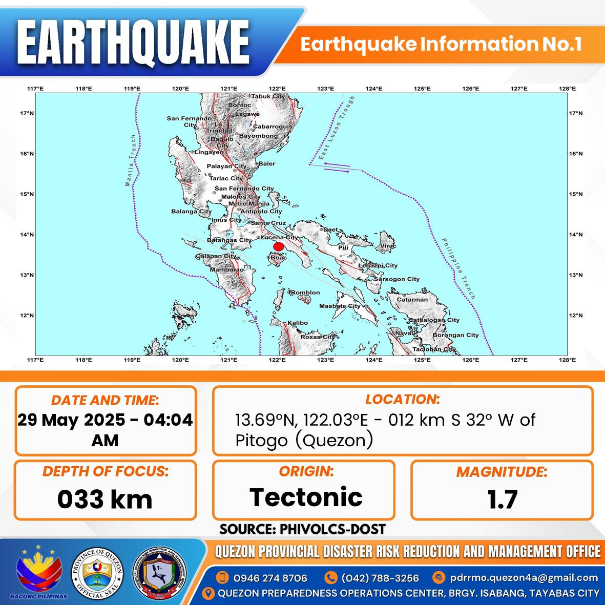 Earthquake Information No.1 | May 29, 2025