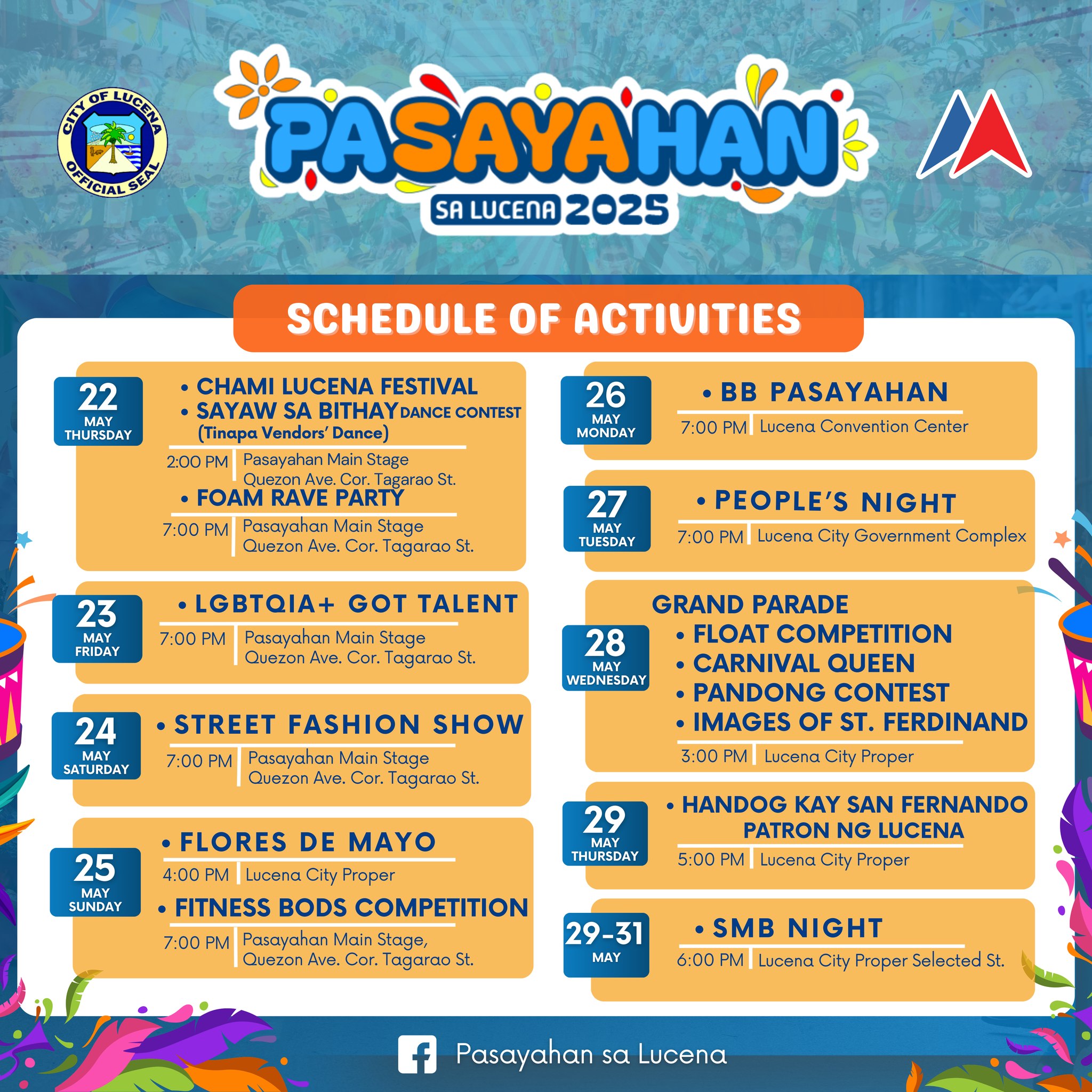 PASAYAHAN FESTIVAL ng Lucena | May 5, 2025