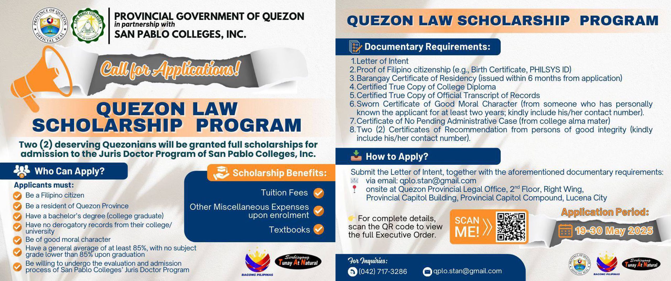 Quezon Law Scholarship Program | May 19, 2025