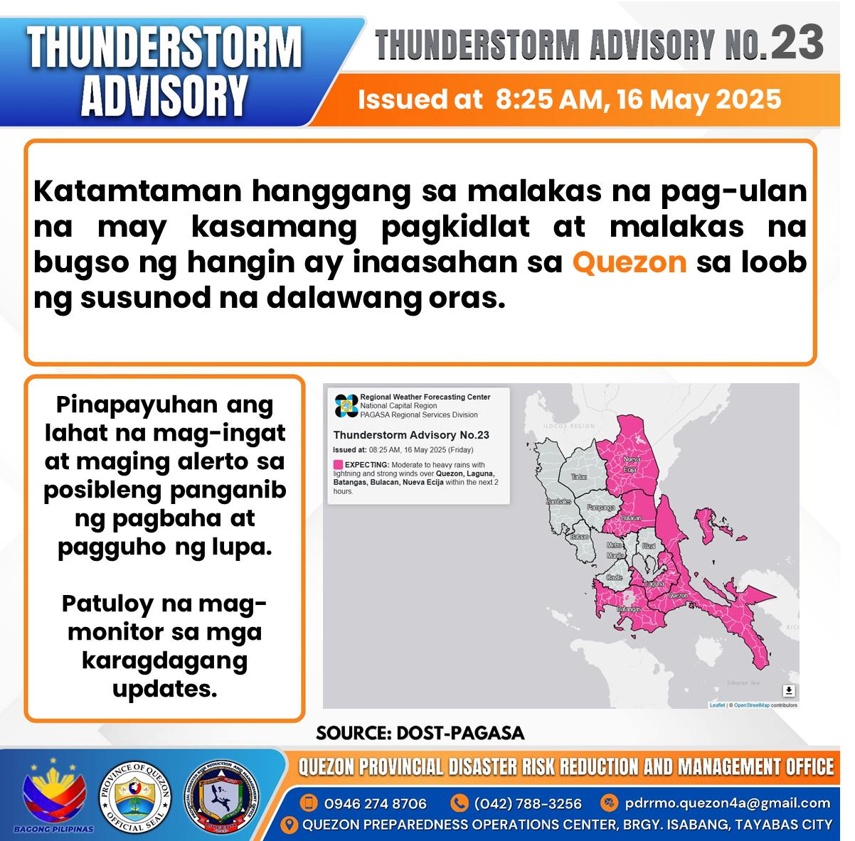 Thunderstorm Advisory No. 23 | May 16, 2025