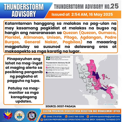 Thunderstorm Advisory No. 25 | May 16, 2025
