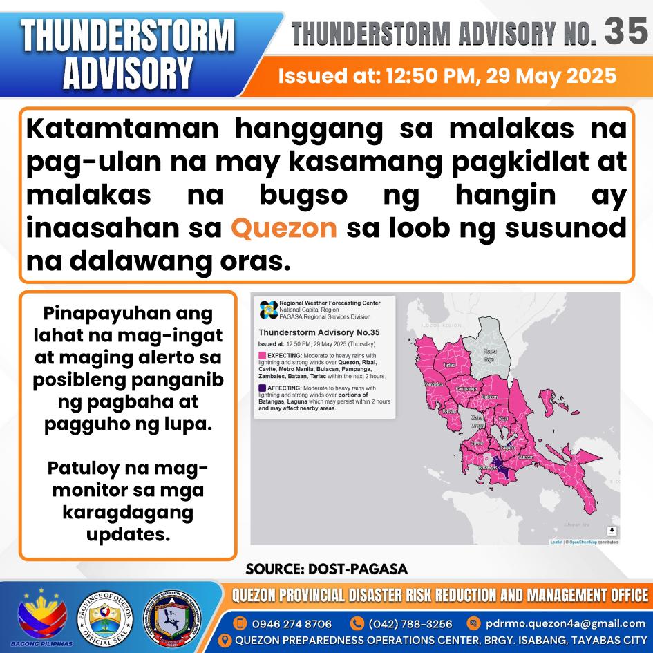 Thunderstorm Advisory No. 35 | May 29, 2025