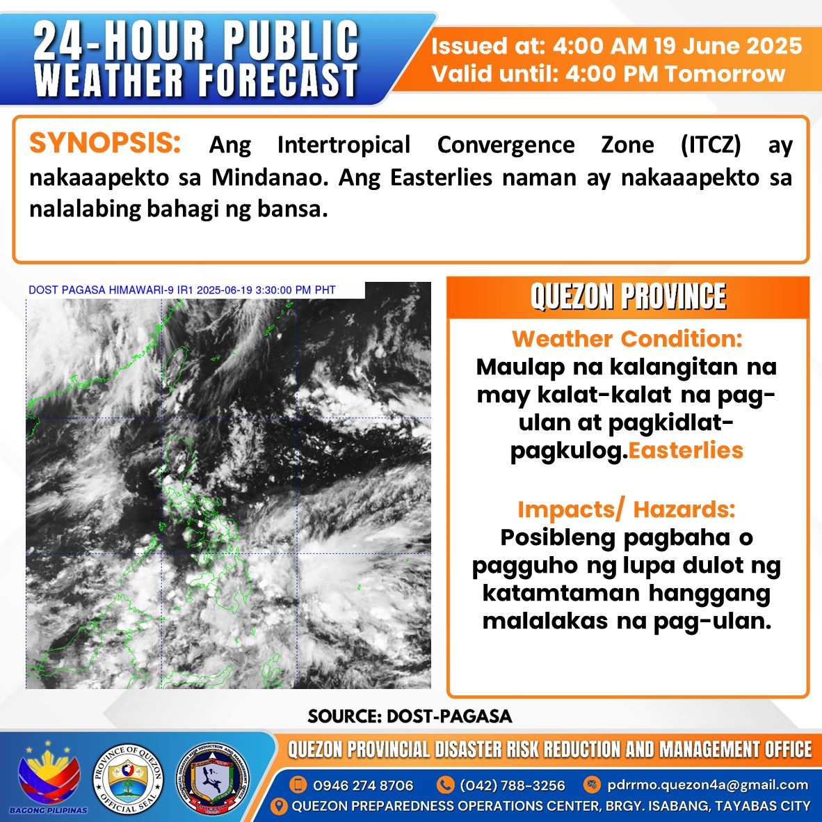 24-Hour Public Weather Forecast | June 19, 2025