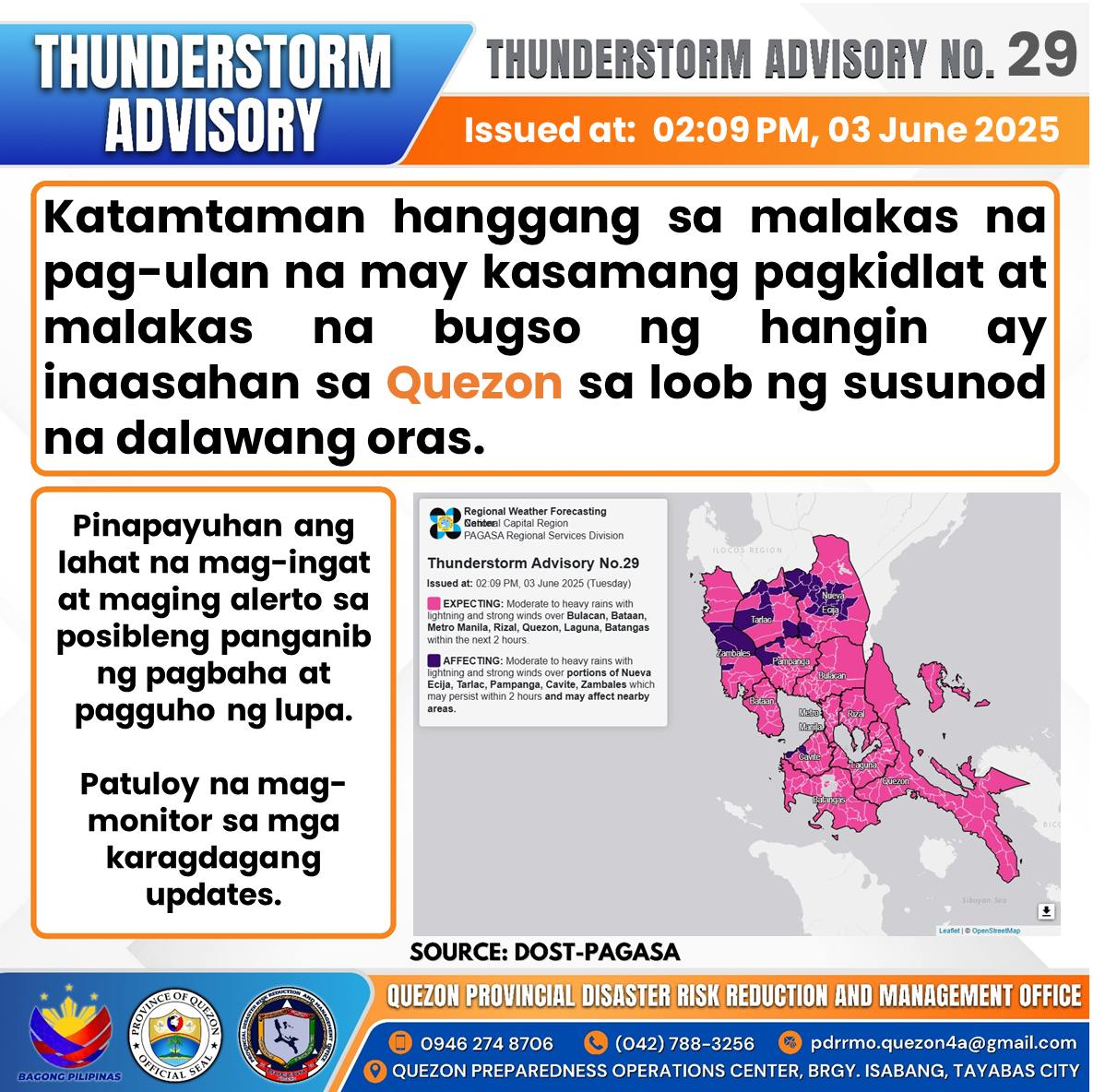 Thunderstorm Advisory No. 29 | June 3, 2025